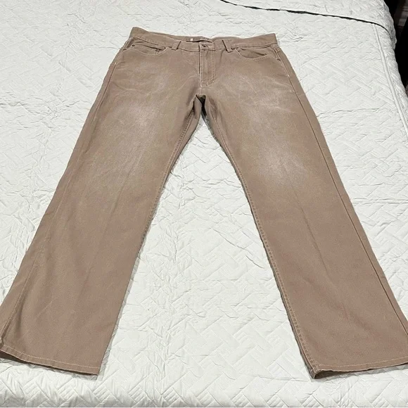 Victorinox Swiss Army Denim Boot Cut Pants Tan Khaki Mens Jeans Casual - Picture 2 of 8